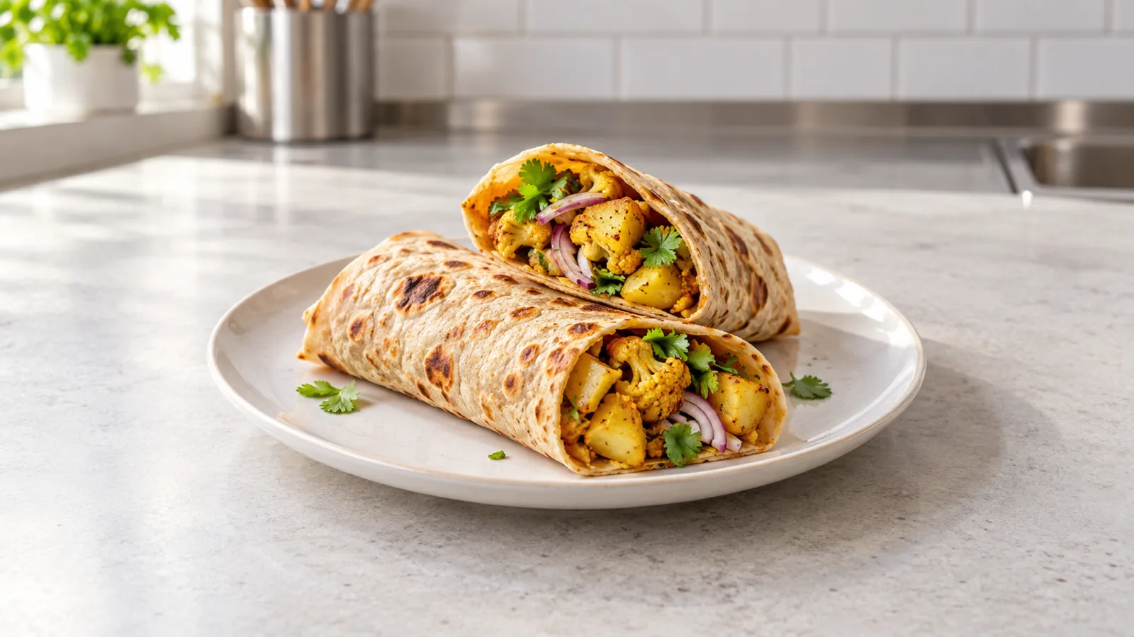 Aloo Gobi Kathi Roll &mdash; cooked in Food Explorers