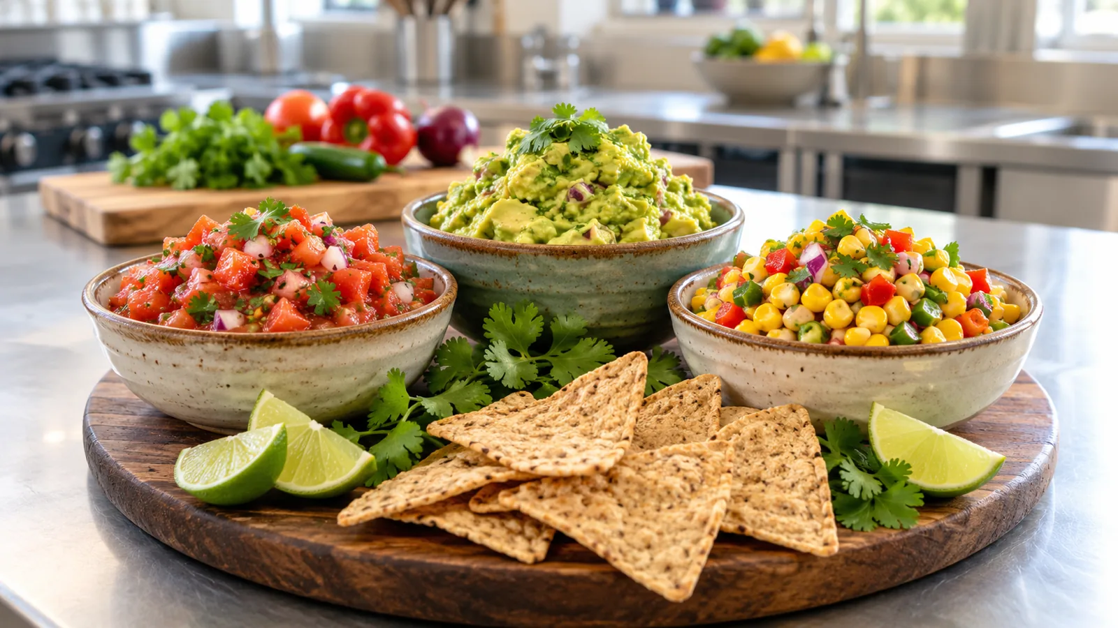 Fiesta Fresh Salsa, Guacamole & Corn Confetti &mdash; cooked in Food Explorers