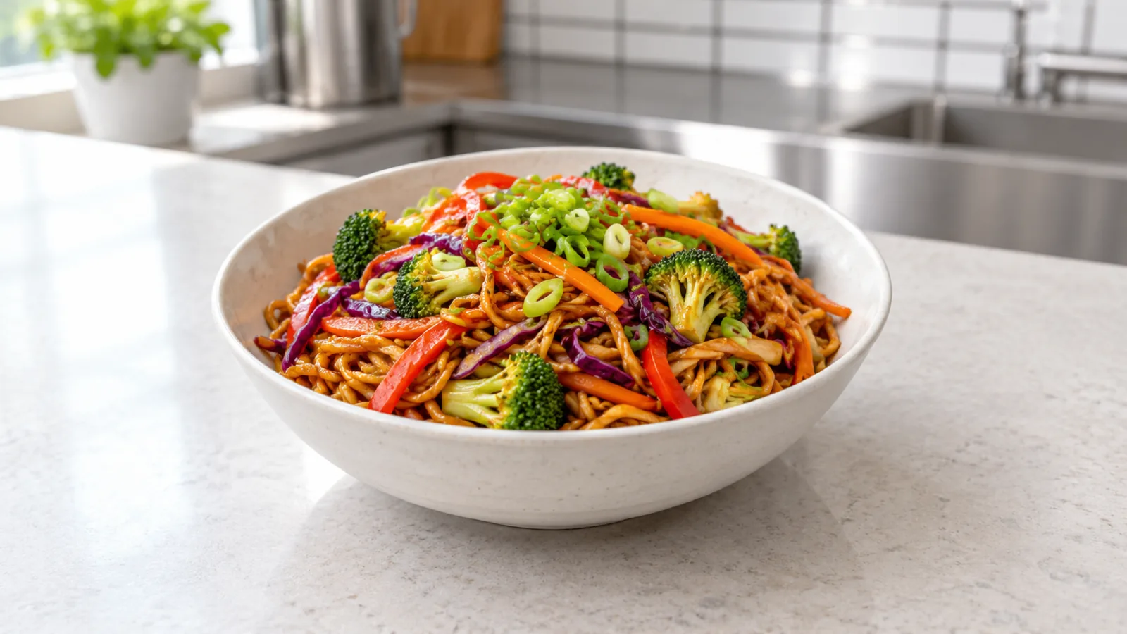 Rainbow Veggie Yakisoba &mdash; cooked in Food Explorers